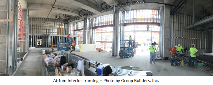 Atrium interior framing 